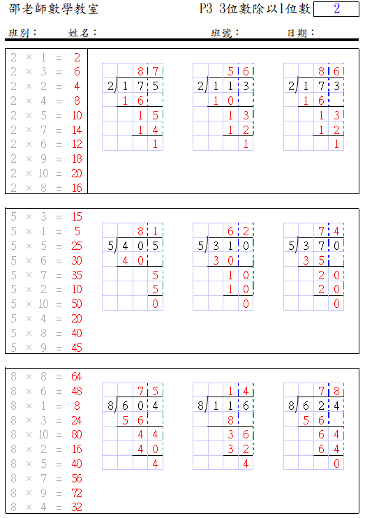 三位數除以一位數(1)